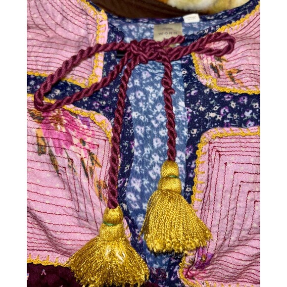 ANTHROPOLOGIE Seen Worn Kept Leavenworth Fringe Patchwork Tunic Dress Small - Picture 4 of 5